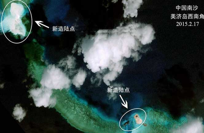 中国南海岛礁填海造地引关注 外媒：规模大速度快