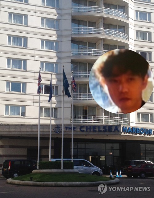 资料图片:金正哲伦敦下榻酒店(韩联社)