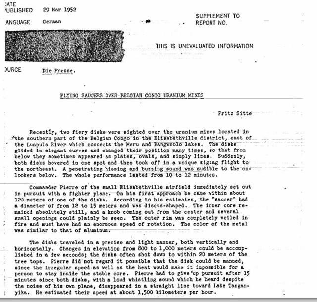 美国中情局公布10份涉UFO文件 教