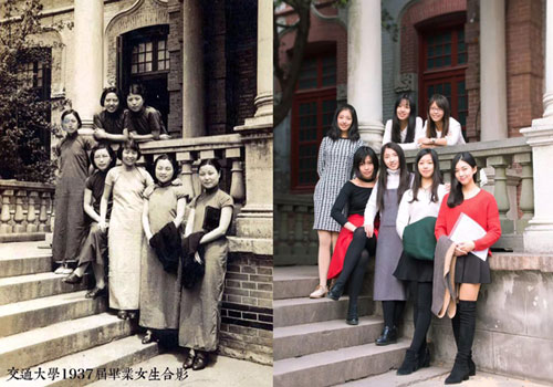 上海交大公布不同时期男女生对比照片
