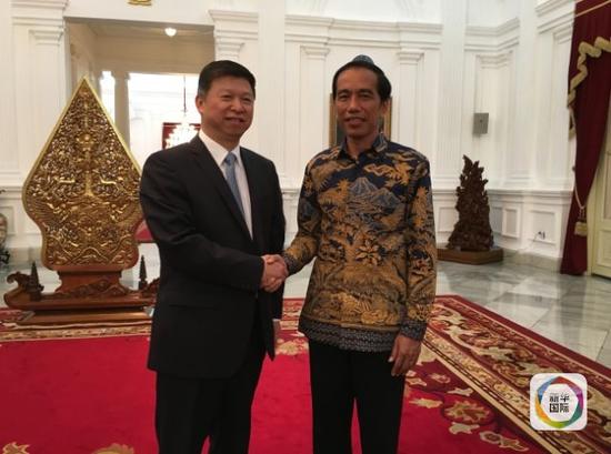 4月13日下午，印尼总统佐科在总统府会见中联部部长宋涛。