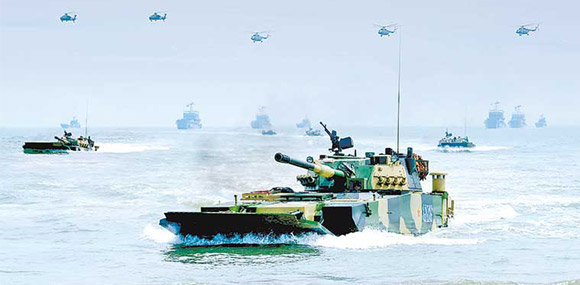 驻闽31集团军演练登陆突击 东南海域模拟实战