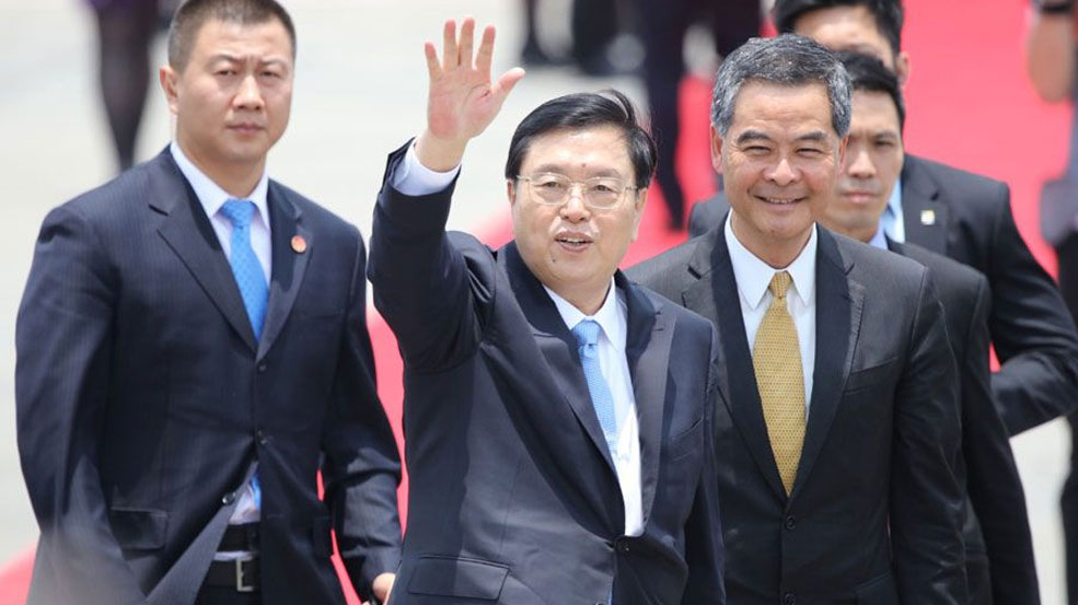 張德江今日結束視察行程 乘專機離港