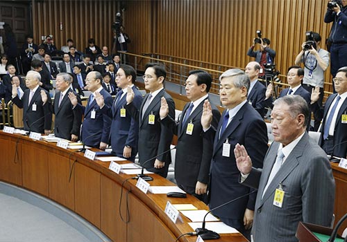 韩国会拷问八大财团巨头