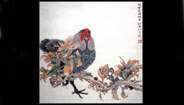 任颐画鸡生意盎然