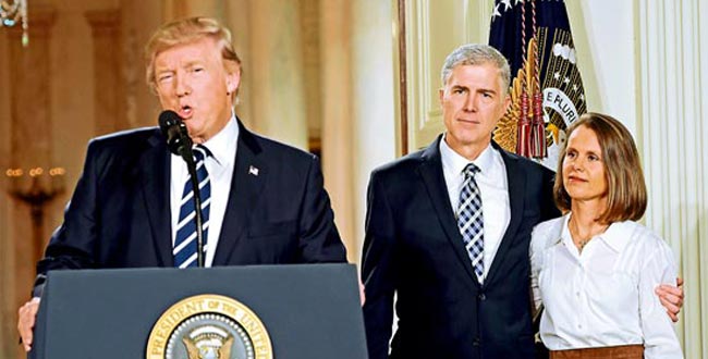 最高院保守派势添翼 特朗普提名戈萨奇任大法官