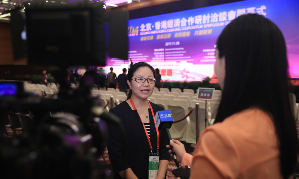 房山区投资促进局局长宋爱茹接受采访