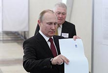 普京得票率在总统选举中领先