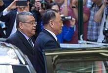 朝劳动党副委员长金英哲抵达纽约